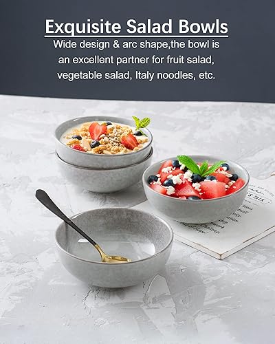 Miniatura 5 de HENXFEN LEAD Tazones de cerámica para ensalada y cereales de 22 onzas, cuencos grandes para sopa, pasta, frutas para comer, juego de 4, cuencos de 6