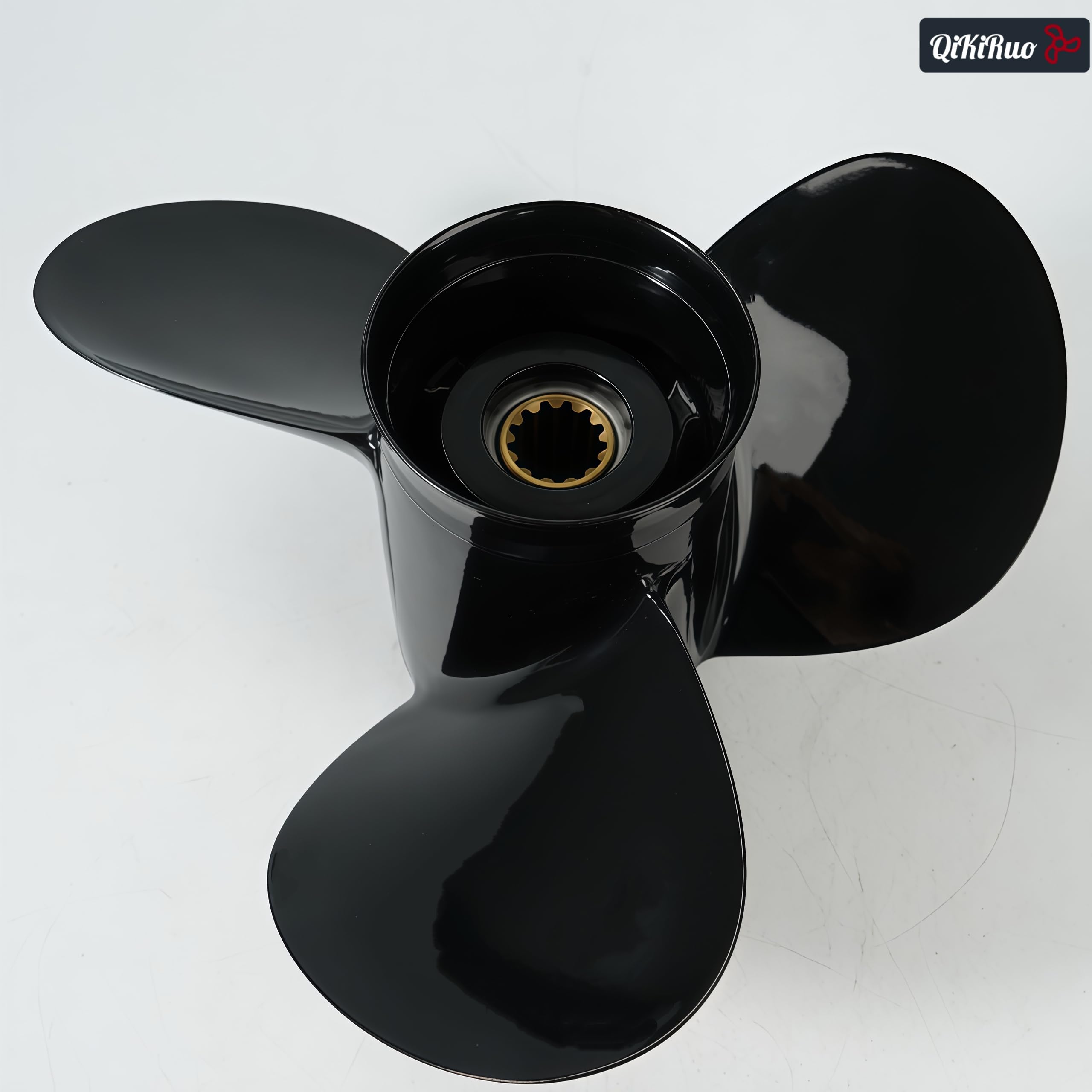 11,6 x 11, 11,4 x 12, 11,1 x 13, 11,1 x 14, 11 x 15 OEM-Upgrade-Aluminium-Außenbord-Propeller für Tohatsu und Nissan 35 PS - 50 PS, 13 Zähne, gepresste Gummi-Nabe, rechts
