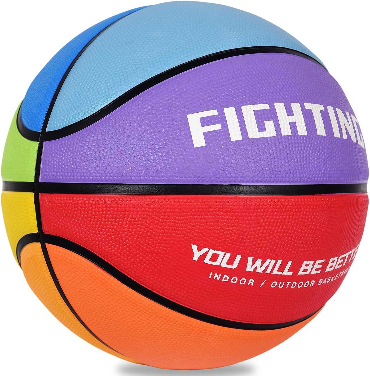Kids Youth Adult Size 3/4/5/6/7 Basketball Thickened Rubber Outdoor Colorful 22/25.5/27.5/28.5/29.5" for Play Game Gifts (Deflated)