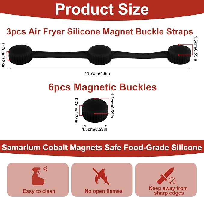 Set 3 accesorios magnéticos para freidora de aire miniatura 2