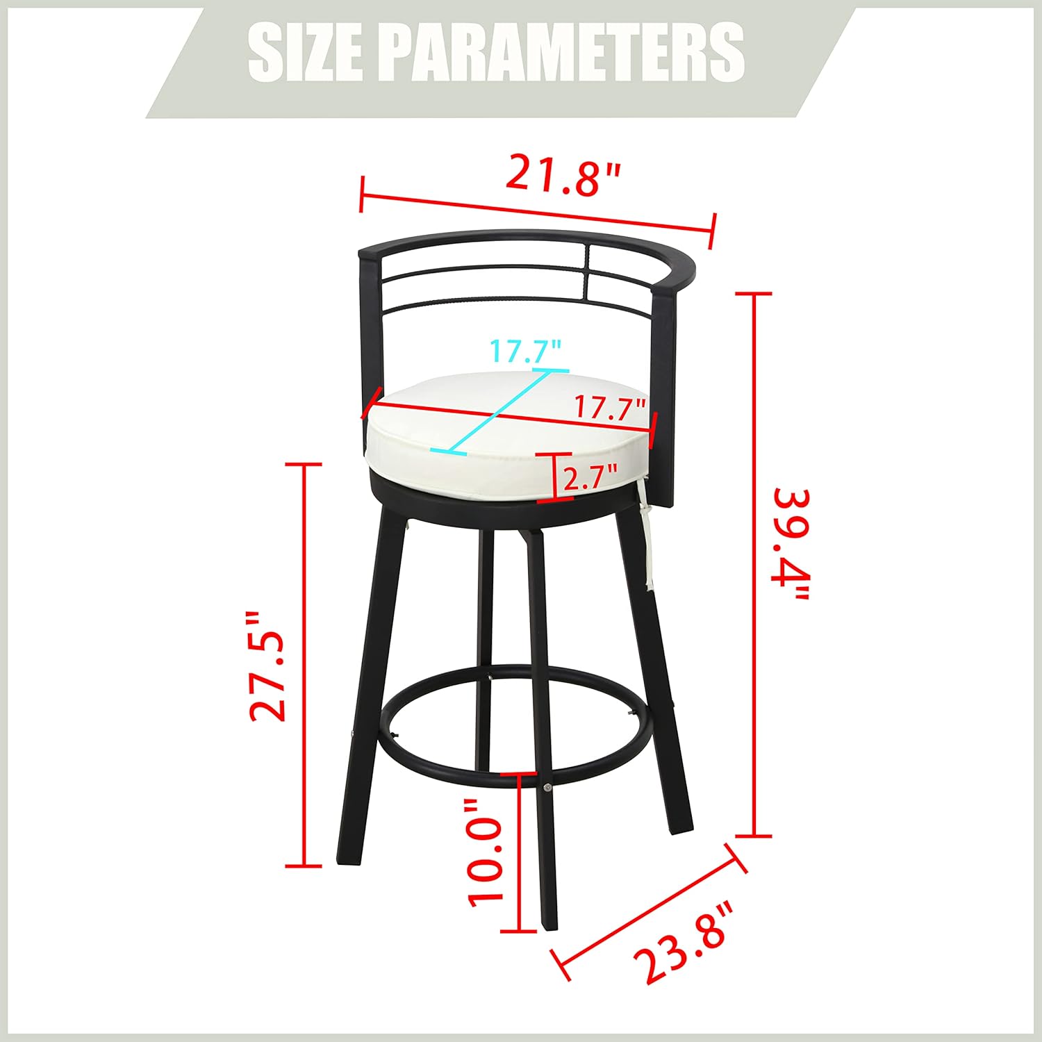 LOKATSE HOME 2 Piece Outdoor Swivel Bar Stools Patio Height Metal Chairs with Cushion, Beige : Patio, Lawn & Garden
