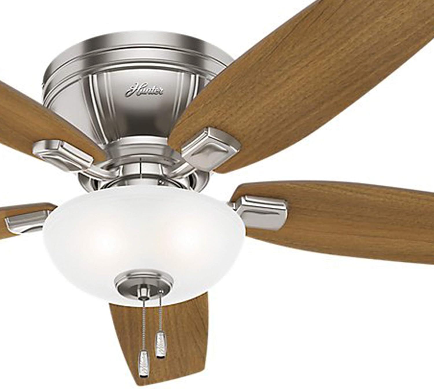 Hunter Fan 52 inch Low Profile Ceiling Fan with LED Bowl Light Kit, Brushed Nickel (Renewed)