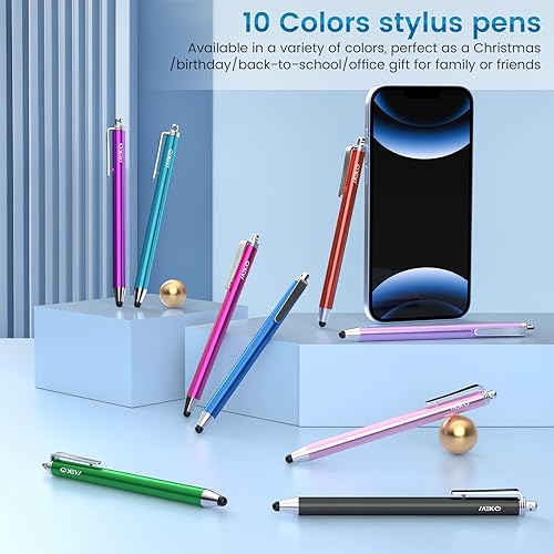 Miniatura 7 de MEKO - Bolígrafos para pantallas táctiles, paquete de 10 lápices capacitivos de punta de goma fina reemplazables con 20 puntas de repuesto