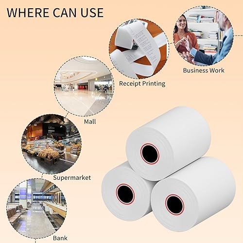 Miniatura 6 de Papel térmico de recibo de 2 14 pulgadas x 85 pies (50 rollos), rollos de papel de tarjeta de crédito térmicos, se adapta a impresora térmica POS de