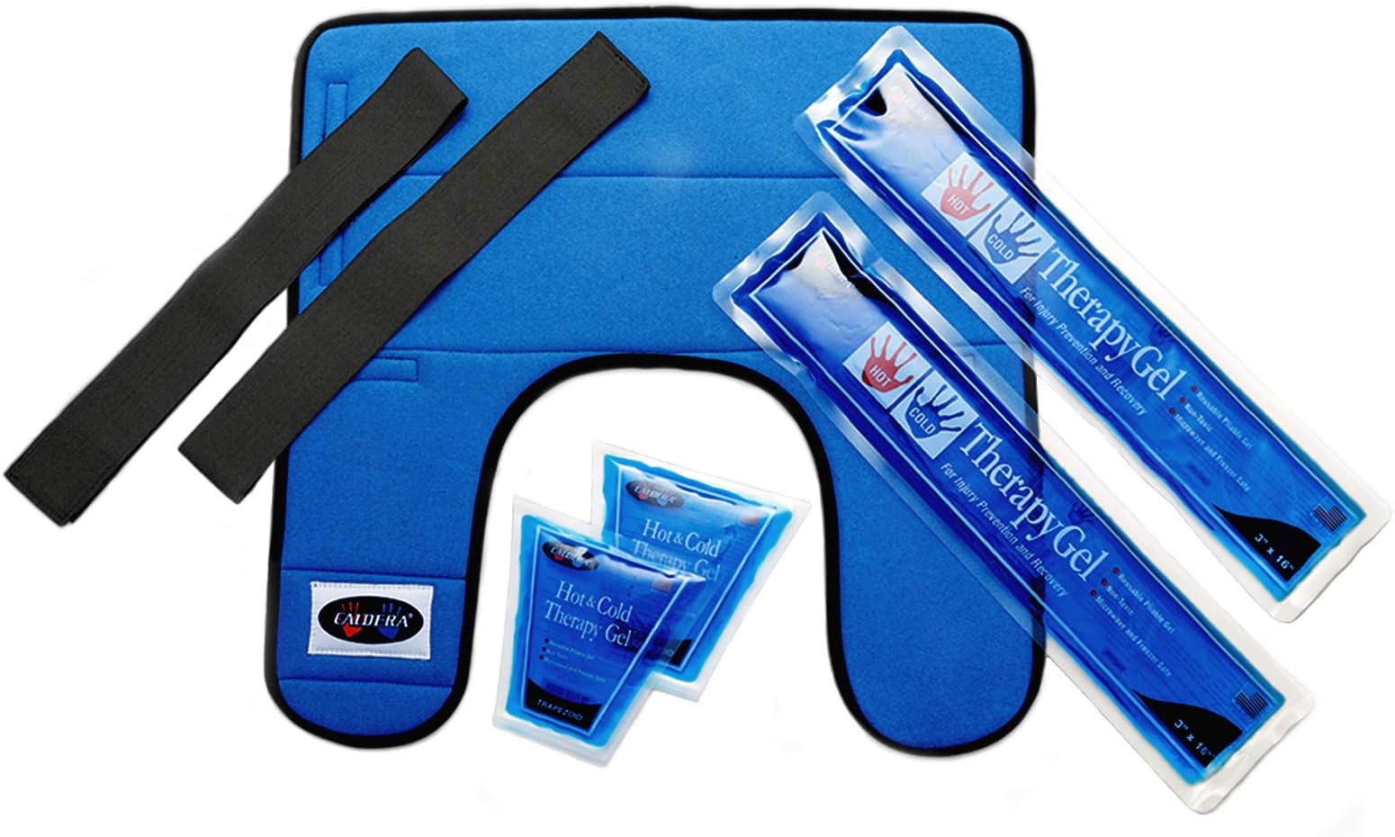 Upper Back & Shoulder Therapy Wrap - Relief For Muscles, Joints, and Soreness From Injuries (Dimensions: 17.75" x 17.50" - Includes: two Trapezoid and two 3" x 16" Hot & Cold Therapy Gel packs