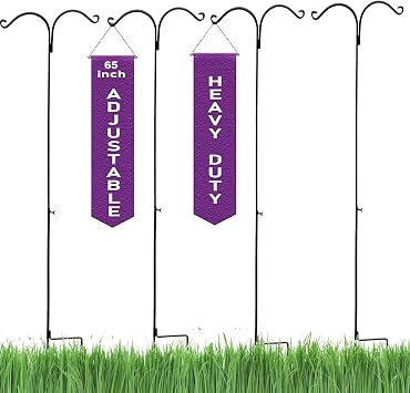 AshmanOnline Black Shepherd Hook 65 Inch, 1/2 Inch Diameter, Super Strong, Rust Resistant Steel Hook for Hanging Plant Baskets, Bird Feeders, Lanterns, Solar Lights, Mason Jars, Use at Weddings & More
