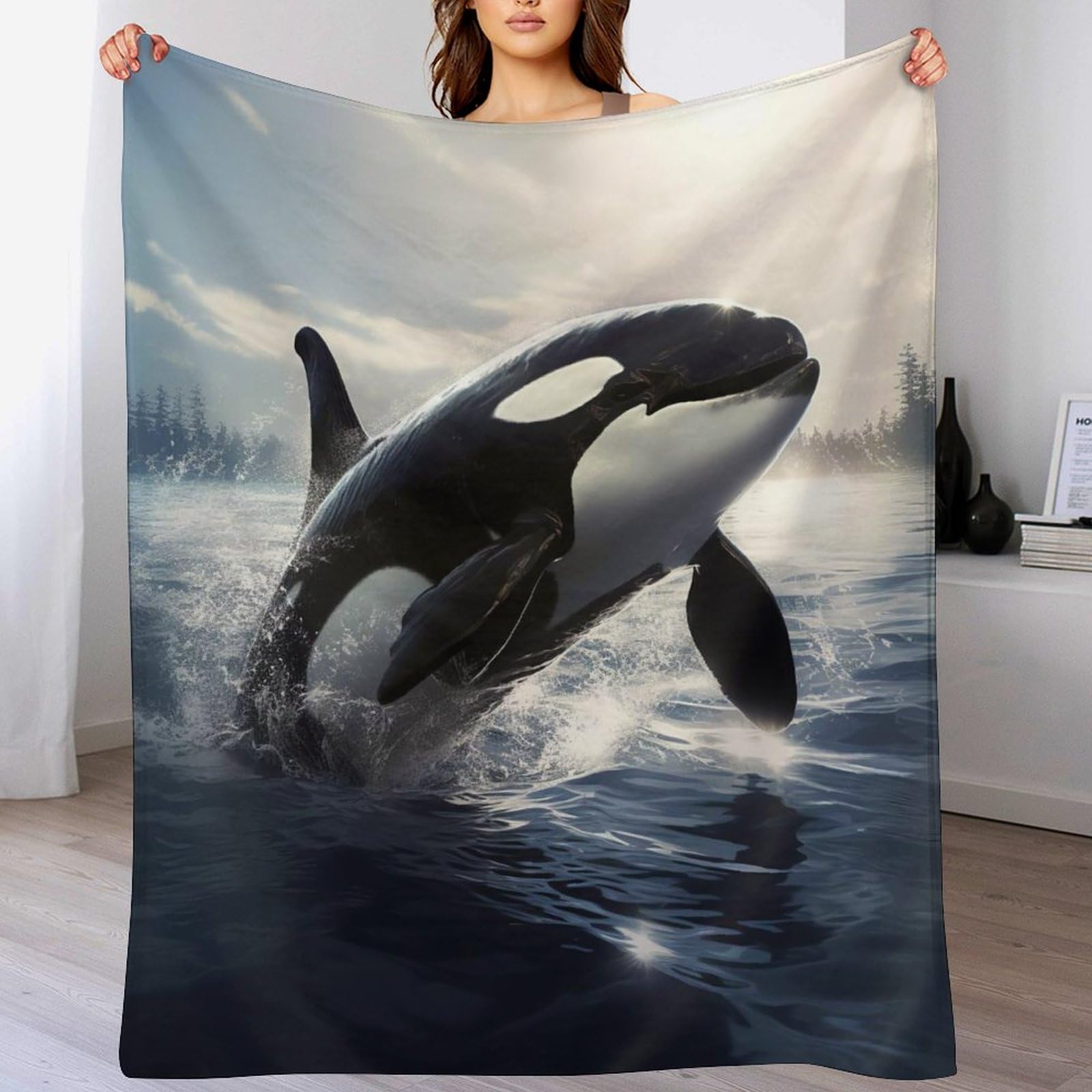 Manta de ballena suave manta para sofá salón cama infantil 140x180