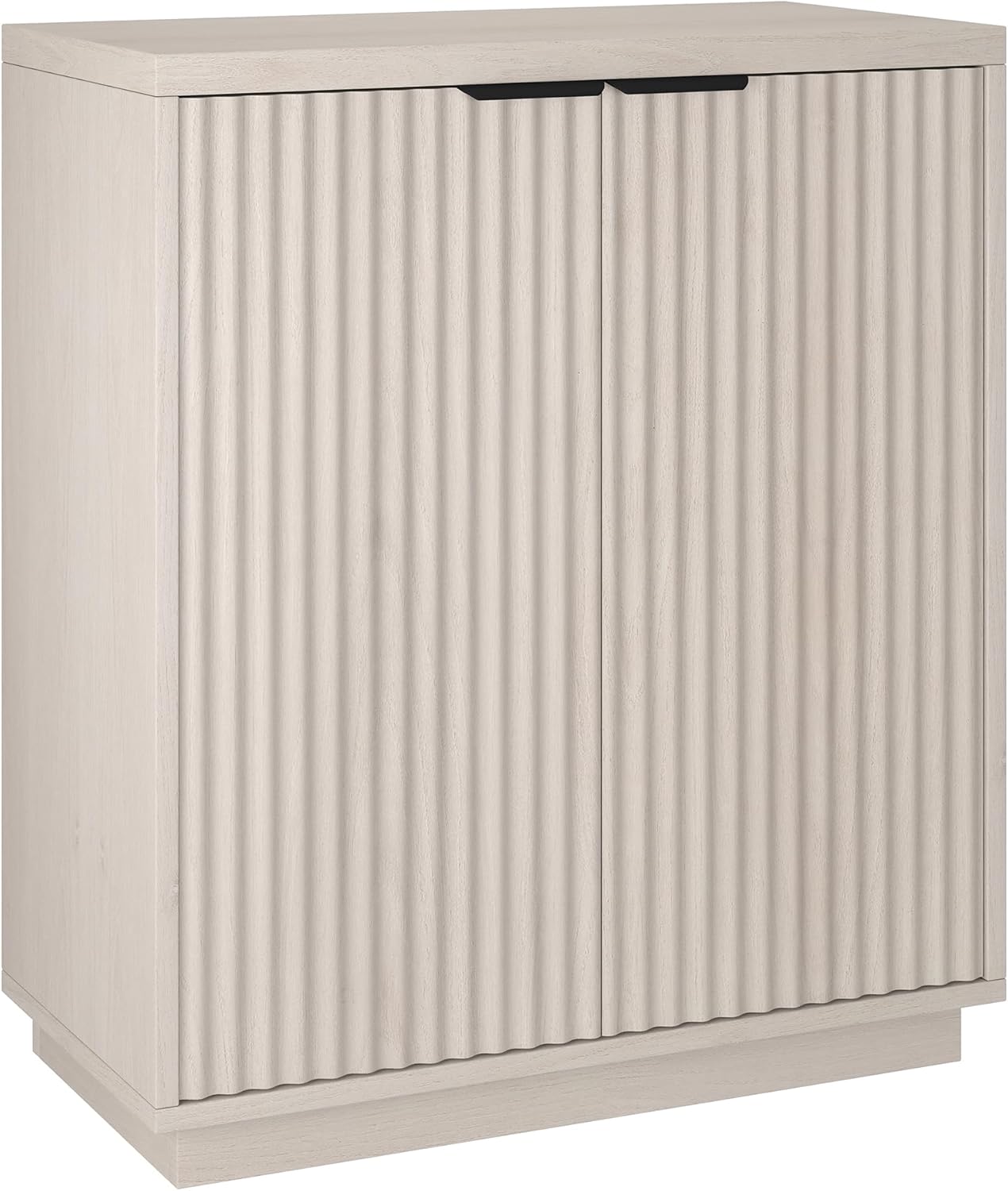 Henn&Hart 28" Fluted Wooden Accent Cabinet, Ribbed Modern Sideboard Buffet Cabinet with 2 Doors and an Adjustable Shelf for Living Room, Dining Room, Bedroom or Entryway, Beech White