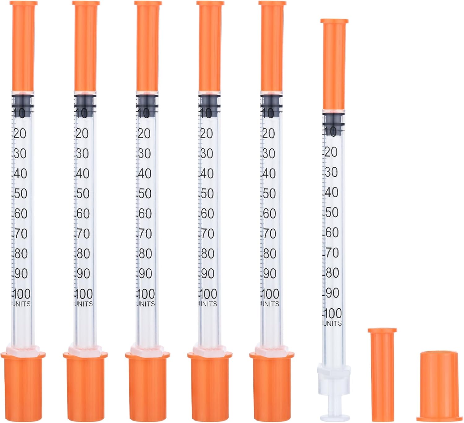 1ml/cc Syringe U-100 27G 1/4 Inch(6mm) Scientific Lab Syringe， Individually Wrapped Pack of 20