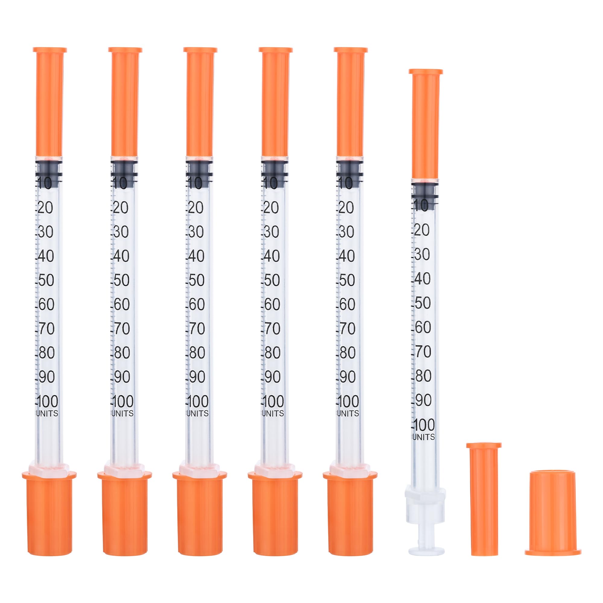 1ml/cc Syringe U-100 32G 5/16 Inch(8mm) Scientific Lab Syringe， Individually Wrapped Pack of 100