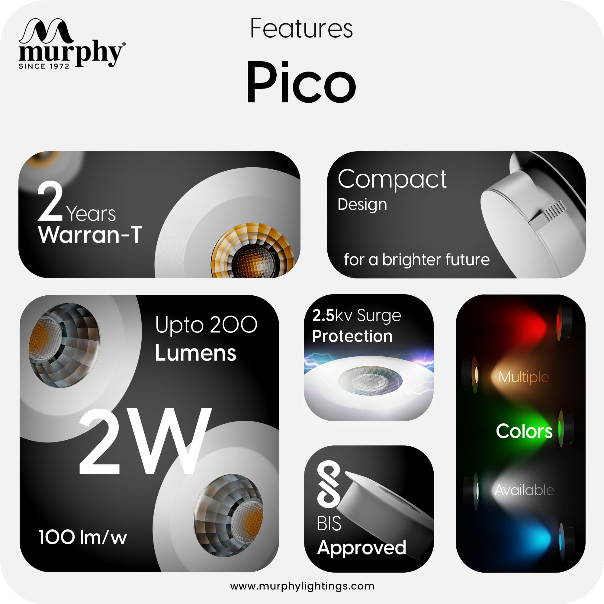 Murphy LED Spotlights - Warm White, Pack of 2 -3