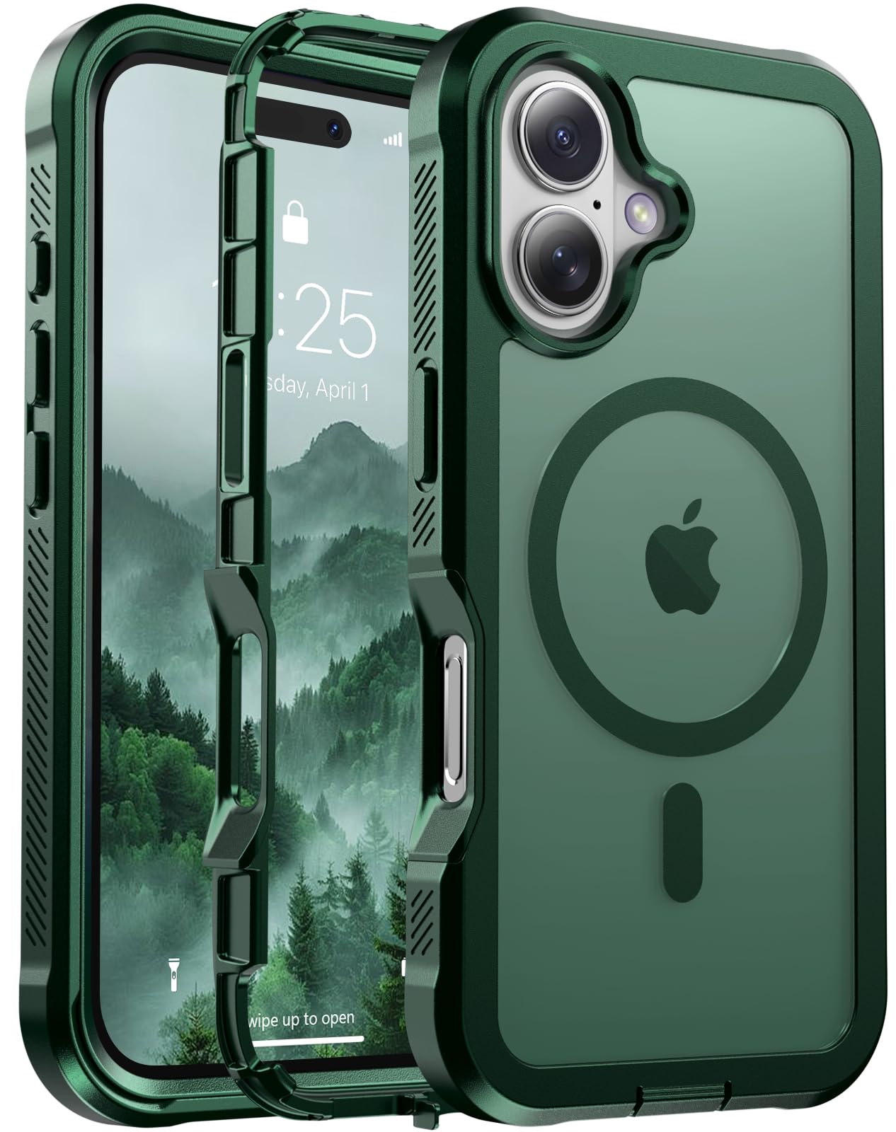 jaroco Magnetic for iPhone 16 Case Heavy Duty Protection Forest Green