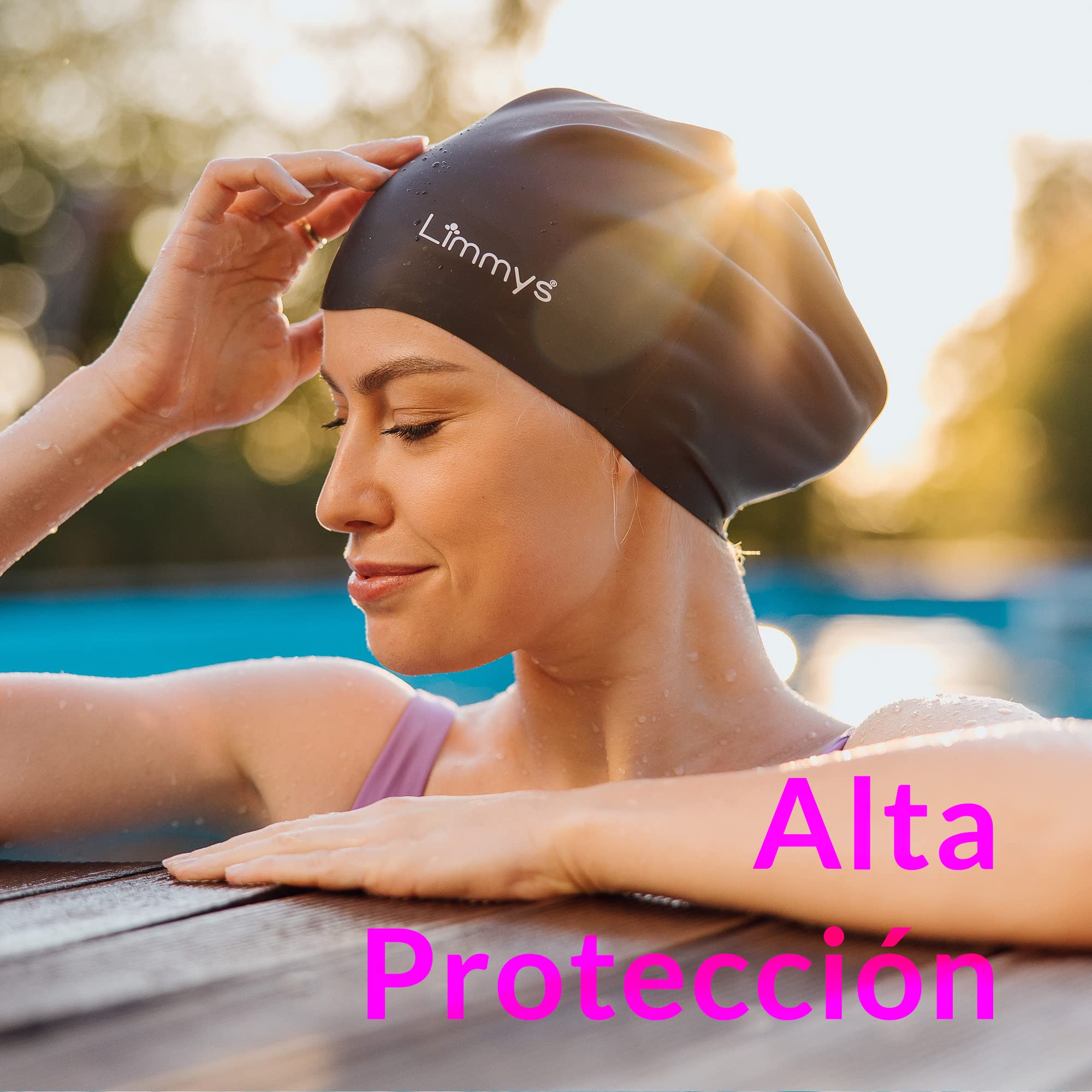 Limmys Gorro de natación Pelo Largo Mujer y Hombre – Gorro Silicona elástica con Espacio Extra, sin látex, para Cabello Grueso y Rizado – Ajuste sin presión, Antideslizante, fácil de Poner y Quitar