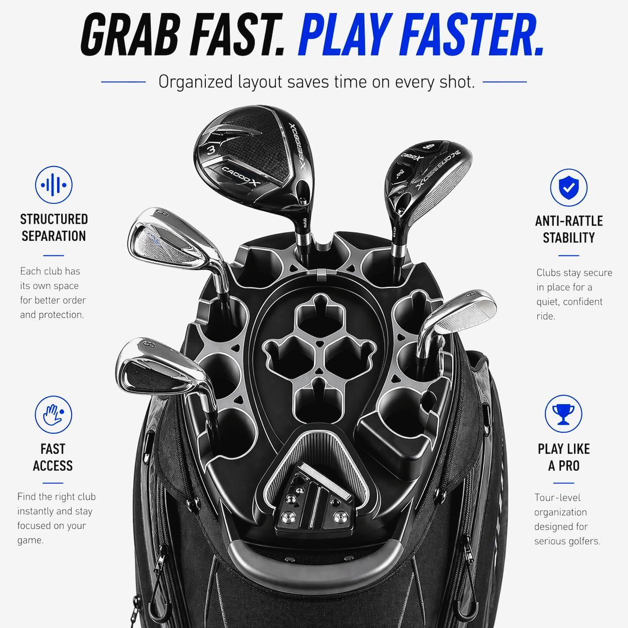 14-Way Golf Cart Bag, Professional Organizer Cart Bag with Anti-Rattle Top
