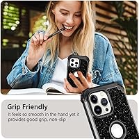 Vista 6 de LONTECT Funda para iPhone 13 Pro Max con purpurina brillante 3 en 1, a prueba de golpes, resistente, cuerpo completo, resistente funda protectora