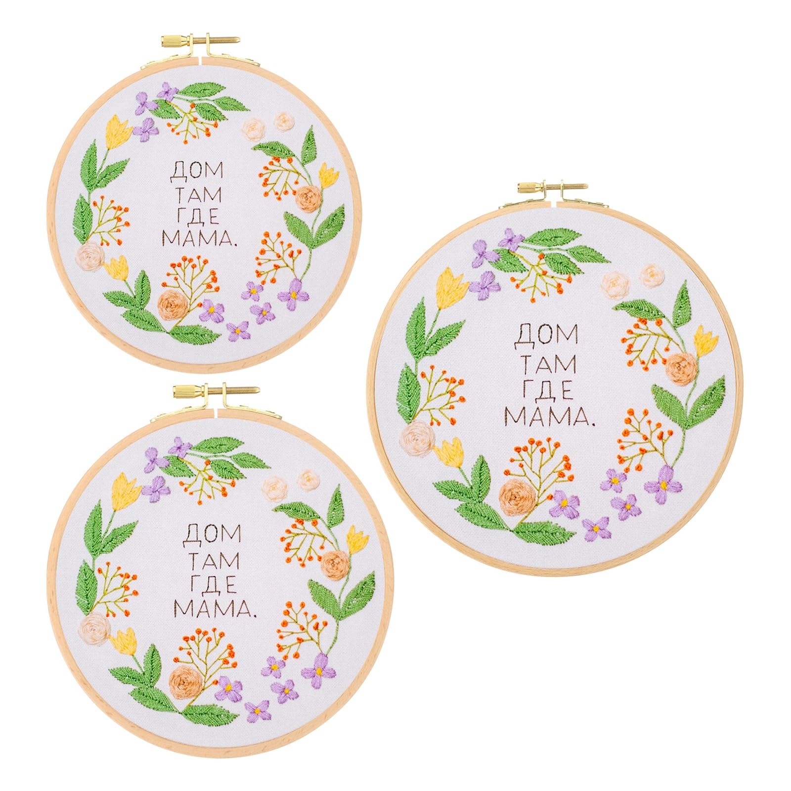 Aros de bordado de madera PATIKIL: juego de 3 piezas de 16,5, 19 y 22 cm para punto de cruz 8