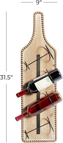Miniatura 6 de Deco 79 Botellero de madera con forma de botella de 4 botellas con marco de cuentas, 9 x 5 x 32 pulgadas, marrón