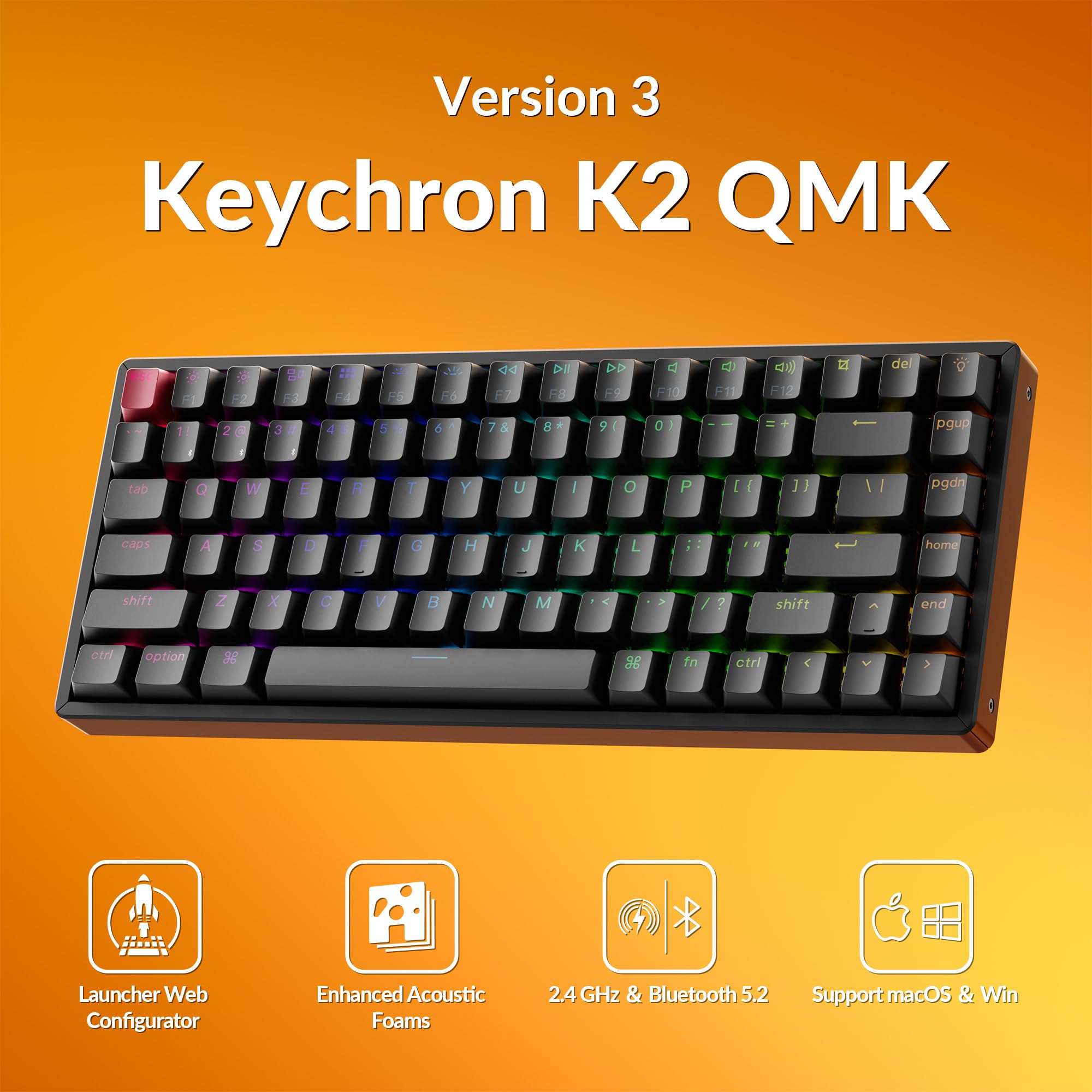 Amazon.com: Keychron K2 75% Layout QMK Wireless and Wired 