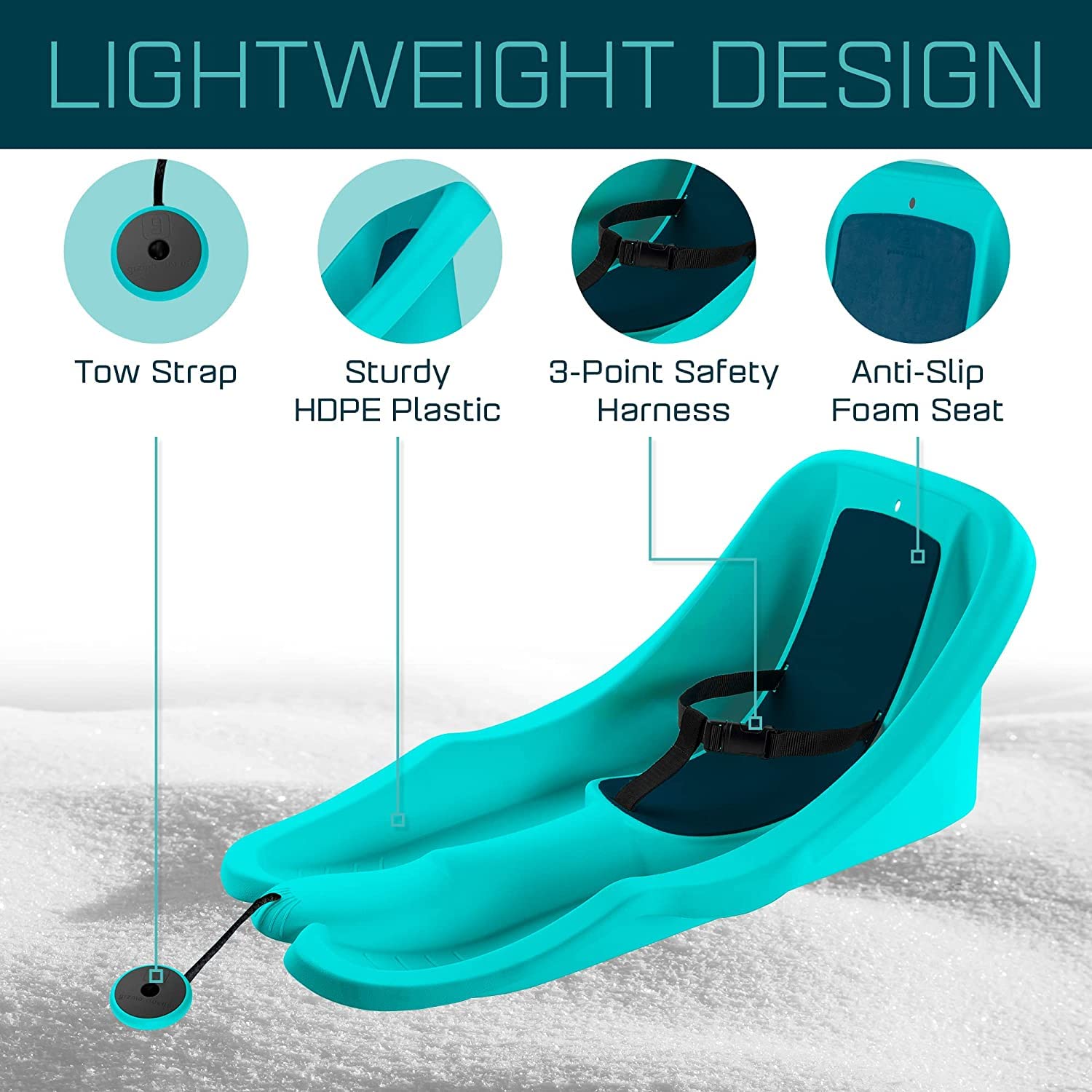 Plastkon Gizmo Riders Luge Bob pour tout-petits de 6 mois à 3 ans – Enfants avec ceinture de sécurité – en plastique de haute qualité, titane bleu clair, 74 x 38 x 33 cm