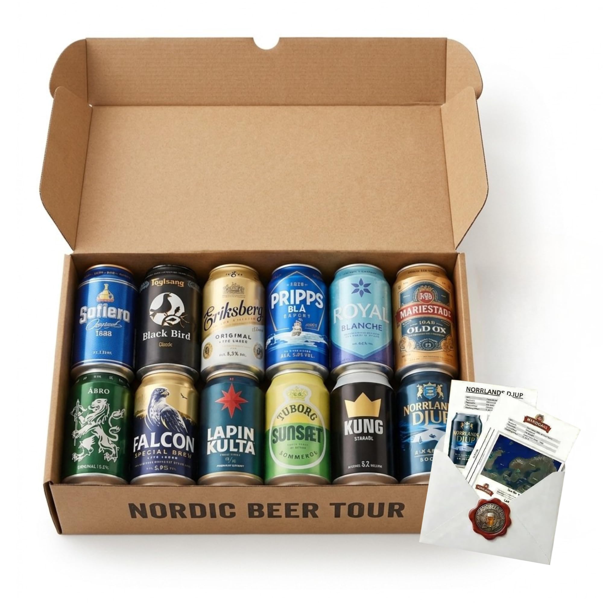 Nohawa Nordic Beer Tour Bier Probierpaket 12 x 0,33 l – Skandinavisches Beer Geschenkset mit 10 festen + 2 saisonalen Sorten – Bier Geschenkbox aus Dänemark, Schweden, Finnland