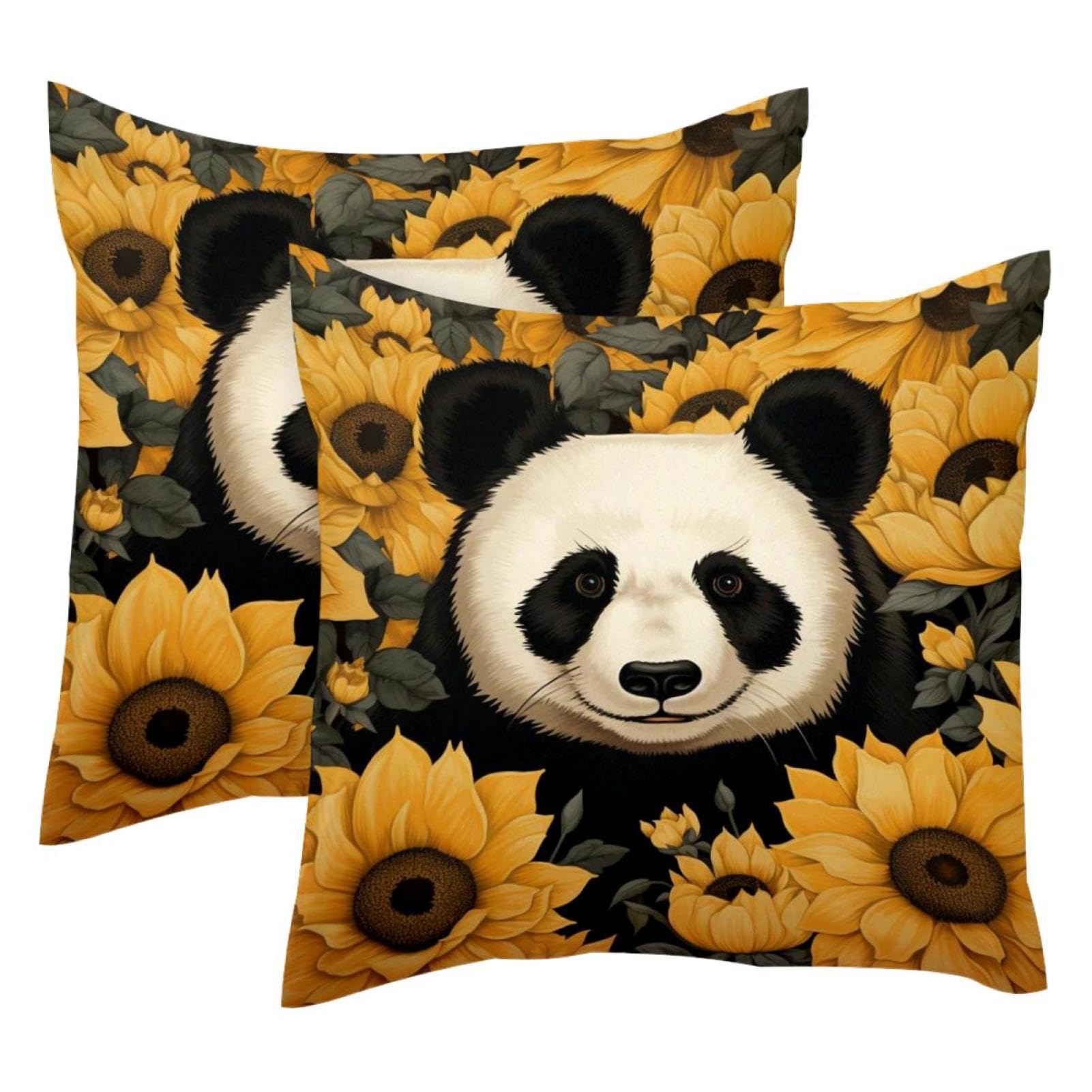 Housse de coussin en velours motif panda 50x50 cm lot de 2