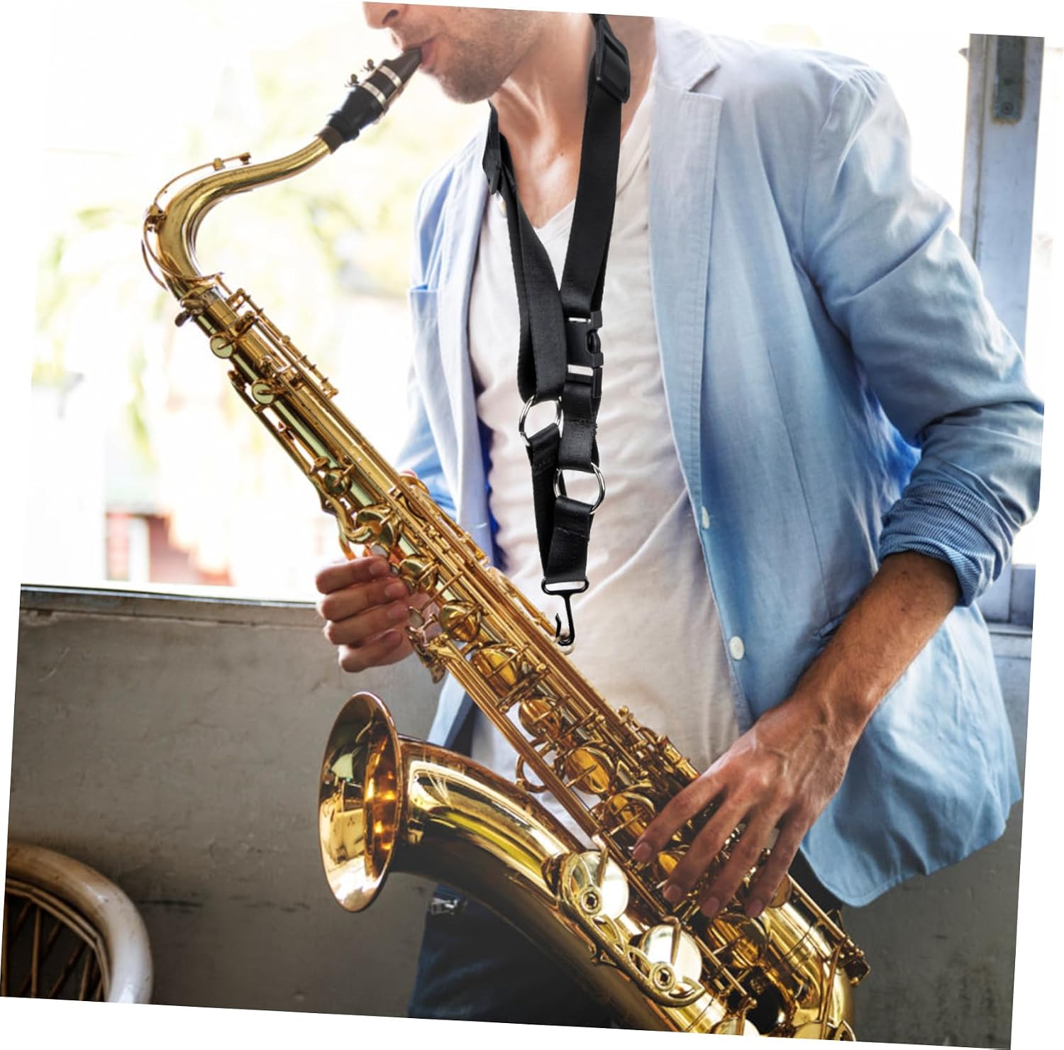 LIOOBO Padded Saxophone Neck Strap for Boy Girl and Adults Comfortable Sax Strap for Alto and Tenor Reduces Shoulder Pressure Durable for Woodwind Instruments