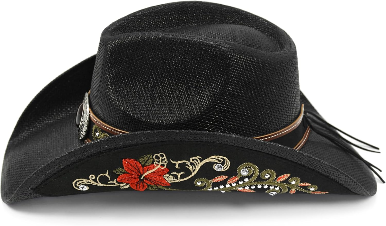 FLUFFY SENSE. Cowboy Hats for Women and Men Straw Western Hat Embroidered Cowboy Hat for Cowboys and Cowgirls - Image 2