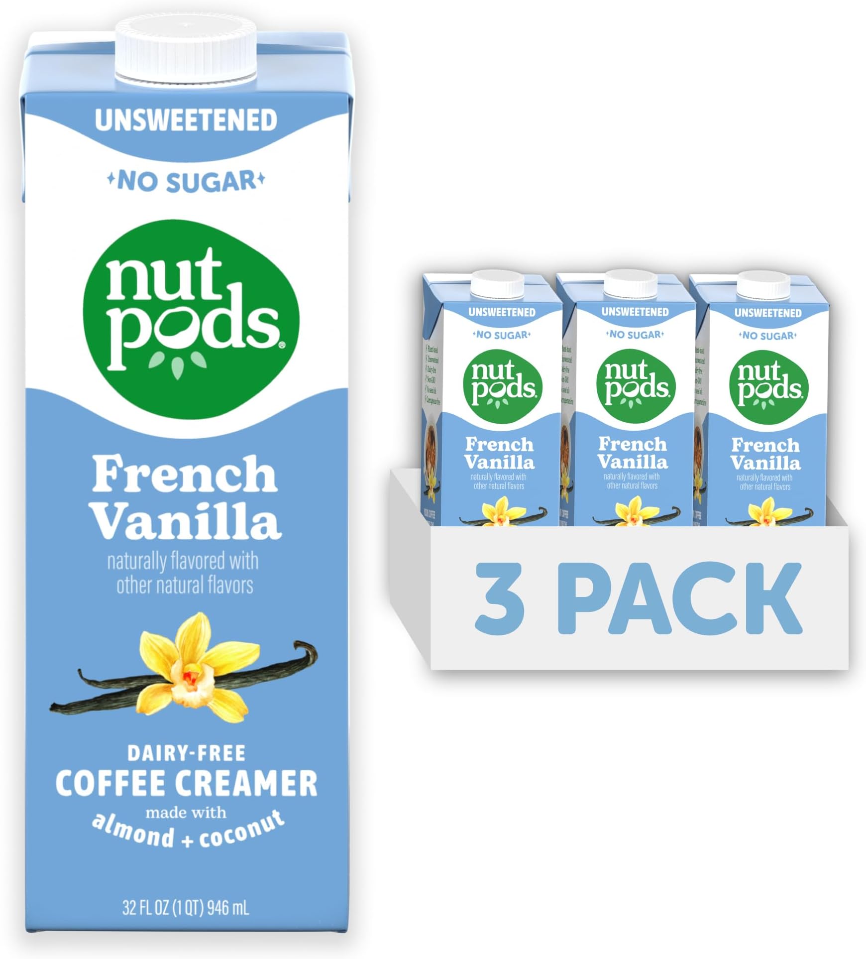 unsweetened French Vanilla Dairy-Free Coffee Creamer - 32oz 3-Pack