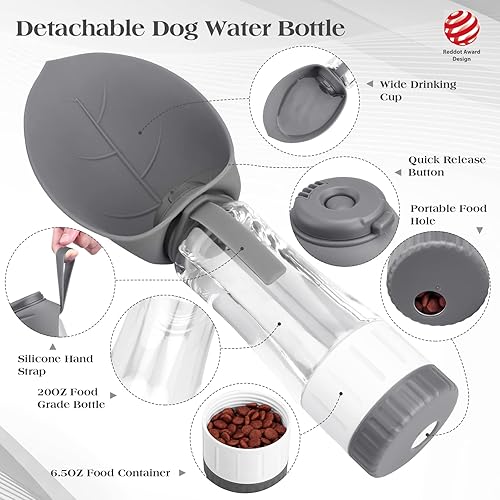 Miniatura 2 de Dispensador de botellas de agua para perros para caminar, contenedor de agua para mascotas portátil con tazón para beber al aire libre, senderismo