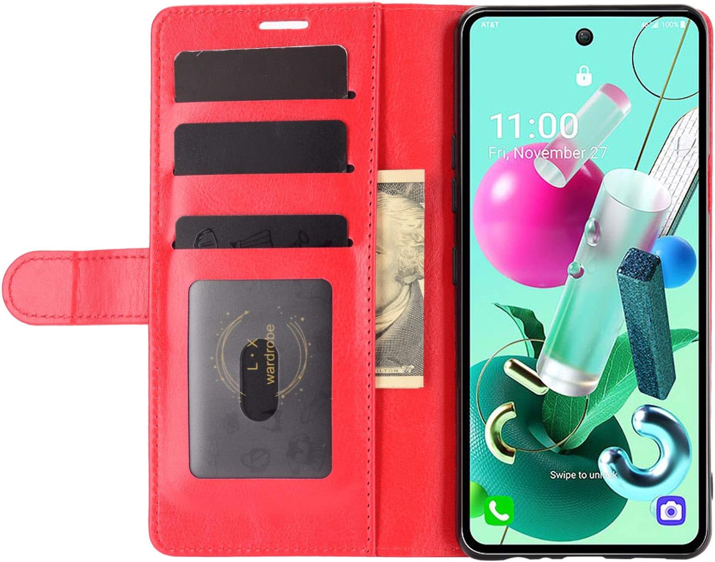 Girly Wallet Case with 2PCS Glass Screen Protector Bling Diamonds Leather Filo Stand Wallet Phone Cover with Lanyards for Women (Red Sexy Lipstick Girl cat,for TCL 30 XE)