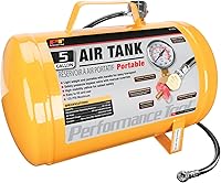 Performance Tool W10005 5-Gallon Portable Air Tank, 125 PSI Max, Hi-Vis Yellow with Tire Chuck & Gauge