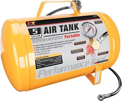 Performance Tool W10005 5-Gallon Portable Horizontal Air Tank