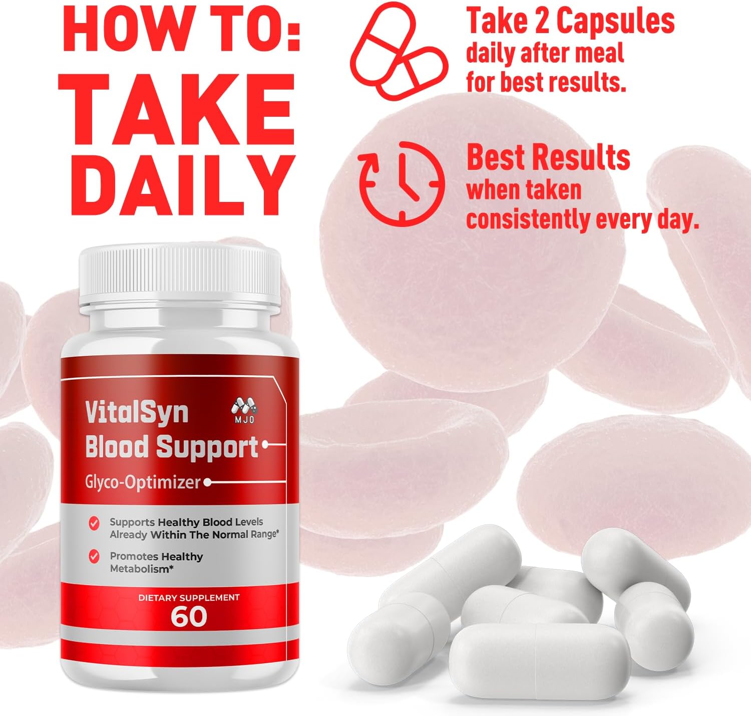 (2 Pack) Vitalsyn Blood Support Capsules, Official Vitalsyn Pills with All Natural Ingredients, Advanced Formula Health Supplement Pills with Maximum Strength Vitamins for Women and Men (120 Capsules) - Image 5