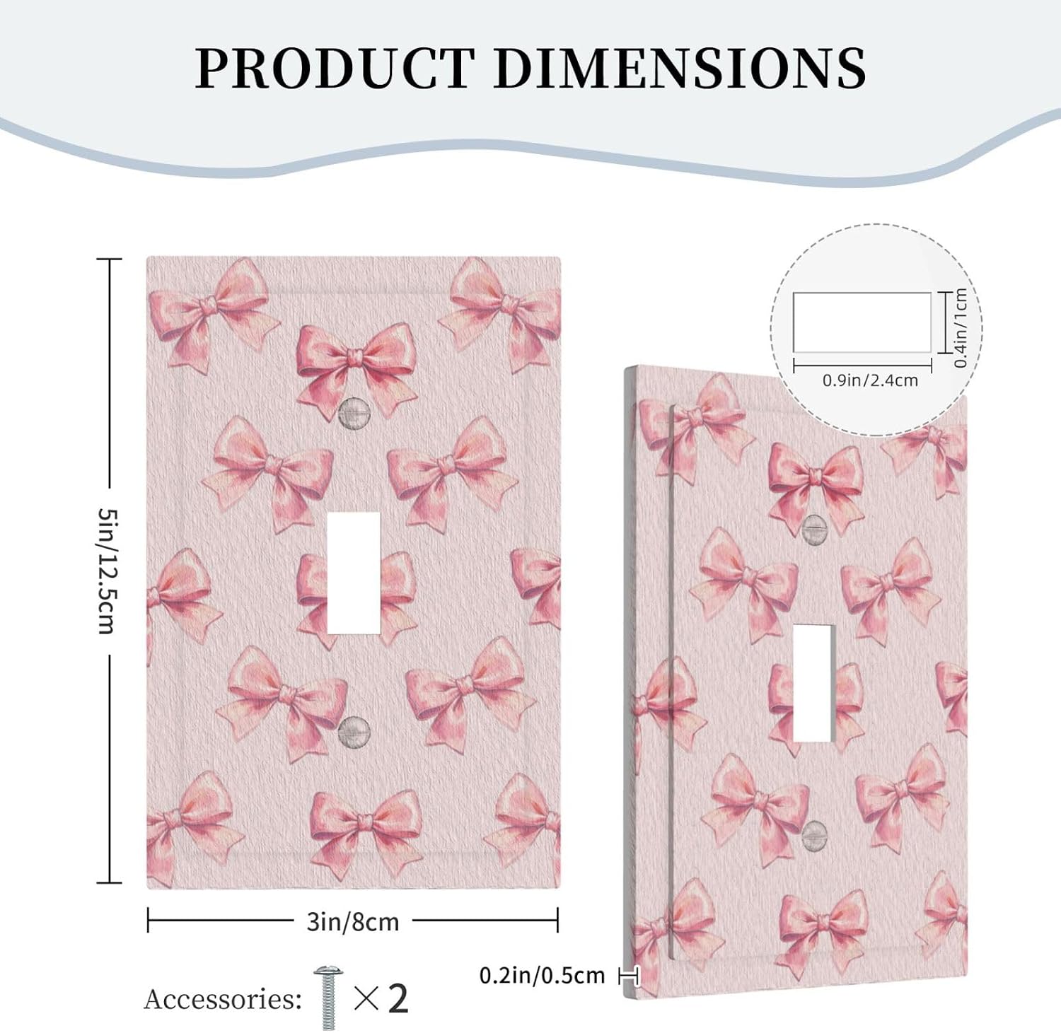 Decorative Light Switch Cover Plate Pink Bow 1 Gang Single Toggle Wall Plates for Electrical Outlet Covers Switch Plate Covers Faceplate for Girl‘s Room Bedroom Home Decor