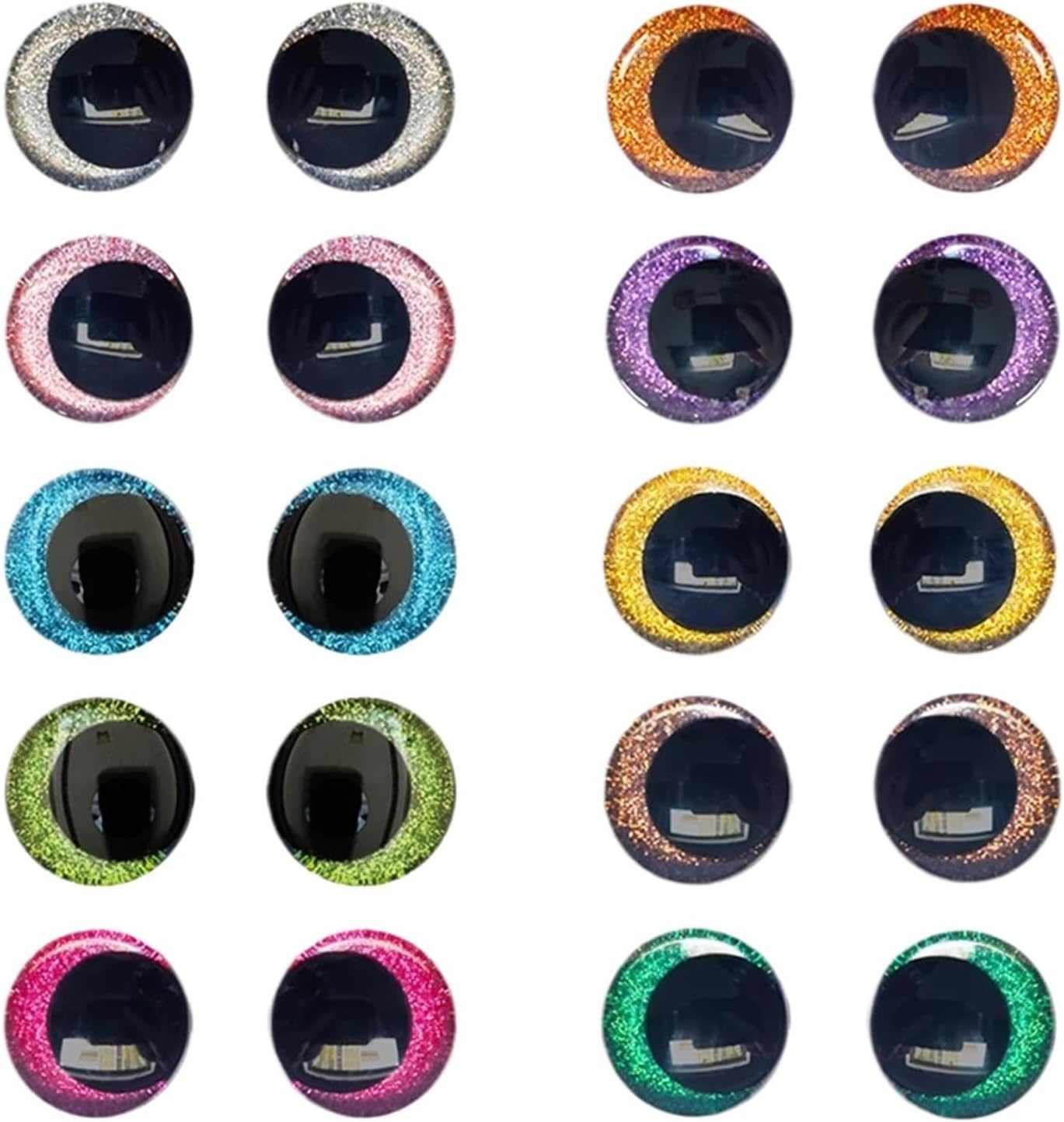 Safety Eyes for Crocheting 20pcs DIY 3D 12/14mm Doll Making Supply Accessories Sparkle Safety Eyes for Crocheted Glitter Eye for Plush