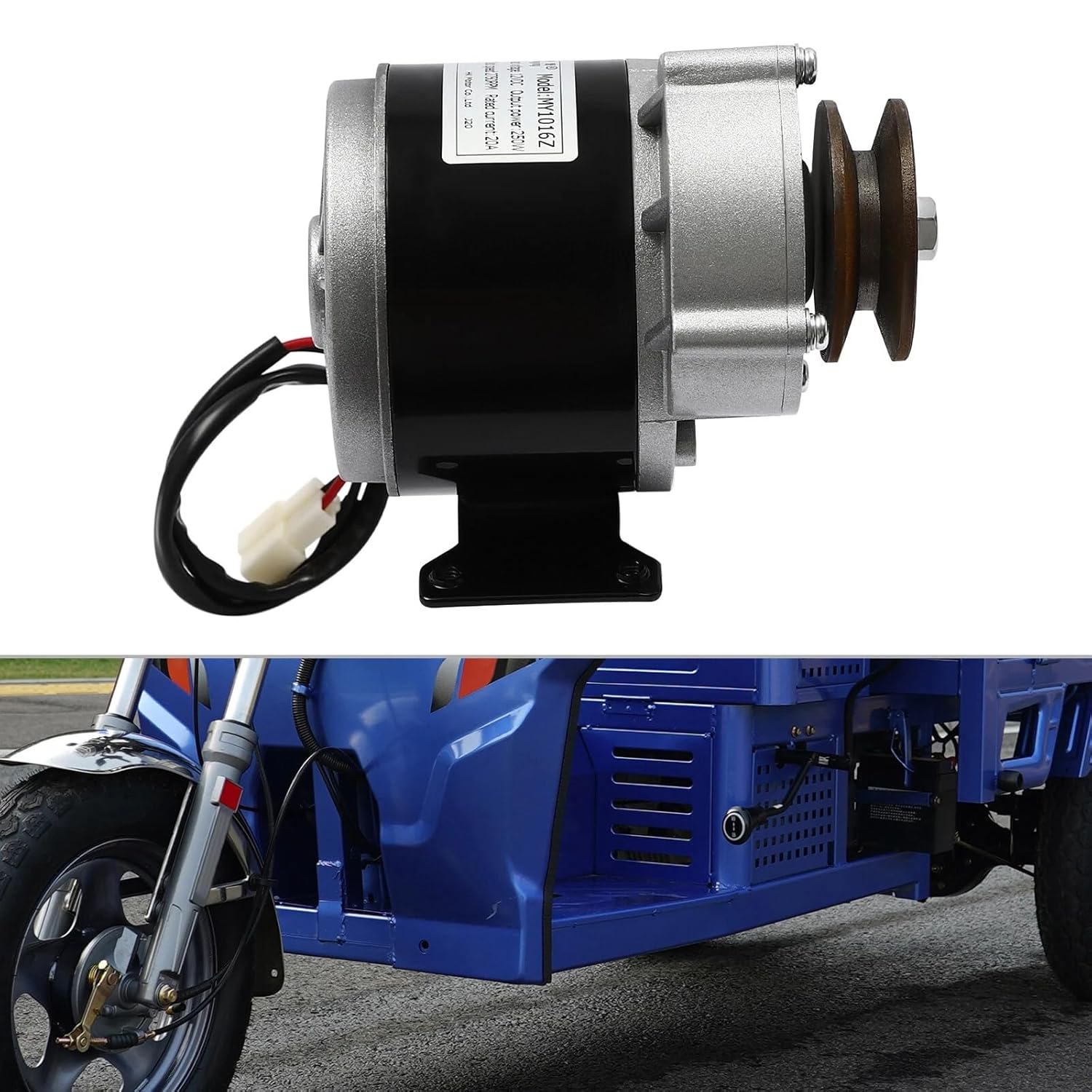 Brushed Motor Gear Reduction Electric Motor Gear Motor w/Belt Pulley 12VDC 250W