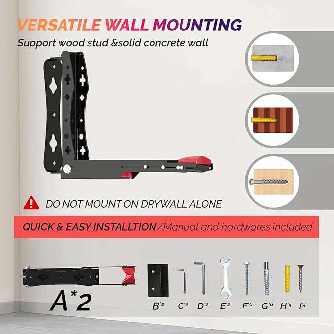 Soporte de pared giratorio para bicicleta, capacidad 77 lb, 2 unidades miniatura 6
