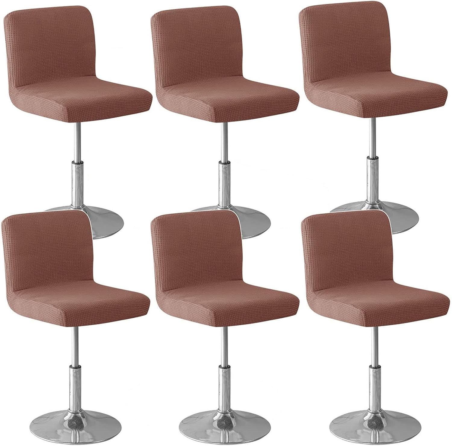 Stretch Bar Stool Covers Set of 2/4, Jacquard Counter Stool Pub Chair Slipcover for Dining Room Barstool Protector Covers Slipcover, High Stretch Bar Stool Cover,Light Coffee,6pcs