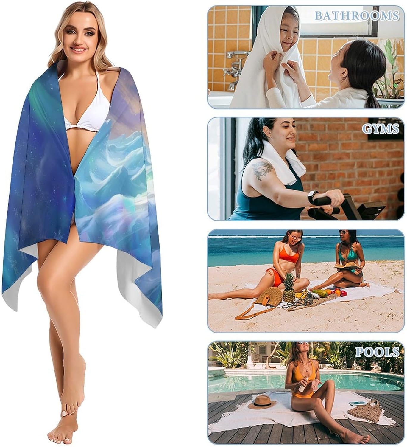 White Bear Animal Bath Towel Beach Towels Quick Dry Oversized Bath Blanket Highly Absorbent Towel for Women Men 160x80cm