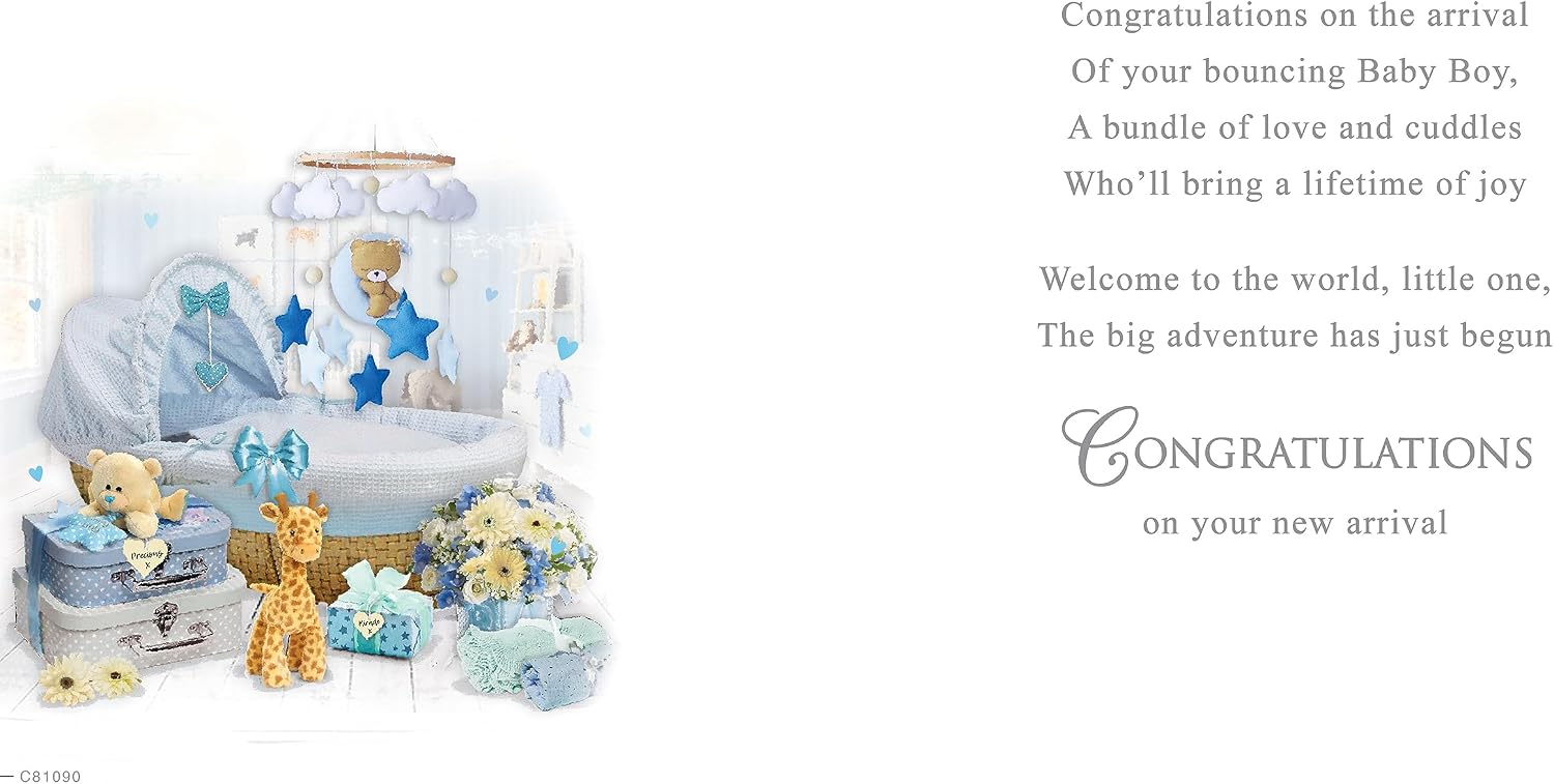 Regal Publishing New Baby Boy Card - 8 x 6 inches - Piccadilly Greetings