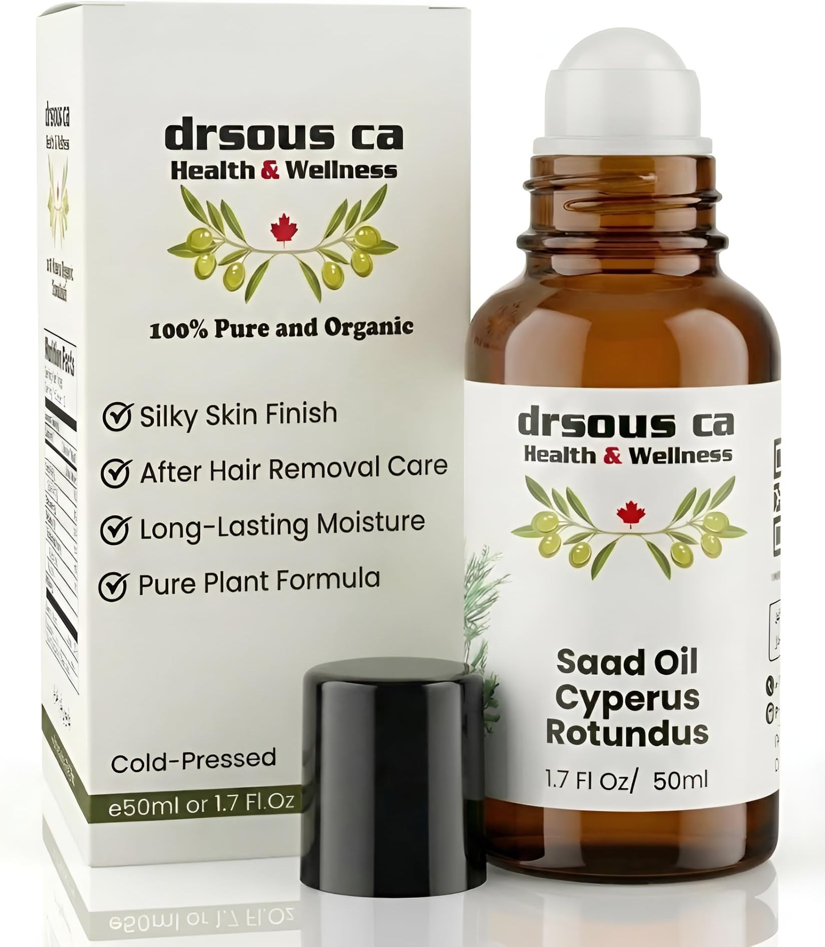 Drsous Cyperus Rotundus Oil 50ml| Saad Oil for Body Hair Removal | Hair Growth Inhibitor| 100% Natural Organic Cyprus for Smooth Skin Moisturizing & Soothing | Roll on Glass Bottle | Made in Palestine