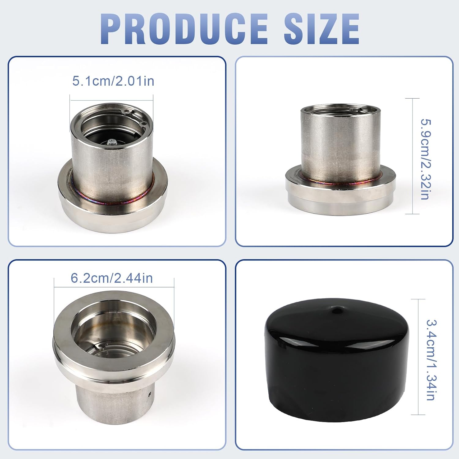 2PCS 2.441" Stainless Steel Trailer Bearing Protectors, Wheel Hub Dust Caps Compatible with Most 2000 3500 lb Axles, Durable Grease Retention Covers Prevent Corrosion for Boat, RV, Snowmobile