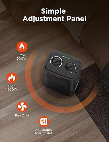 Miniatura 3 de Calentador de espacio de 1500 W para uso en interiores, calentador de cerámica PTC con termostato, calentador de espacio pequeño 3 modos, calentador