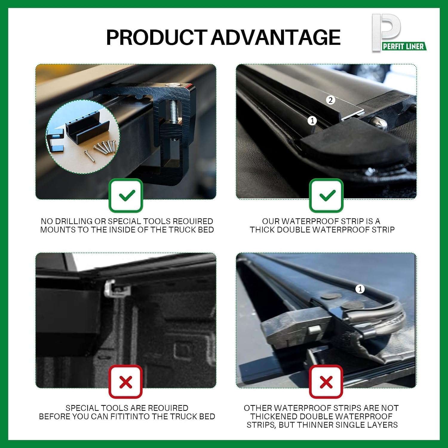 Perfit Liner Flareside/Stepside (Splash) Only - Soft Roll Up Tonneau Cover Compatible with 1983-2011 Ford Ranger Flareside/Stepside (Splash) 6 FT (73") Bed | Soft Truck Bed Topper