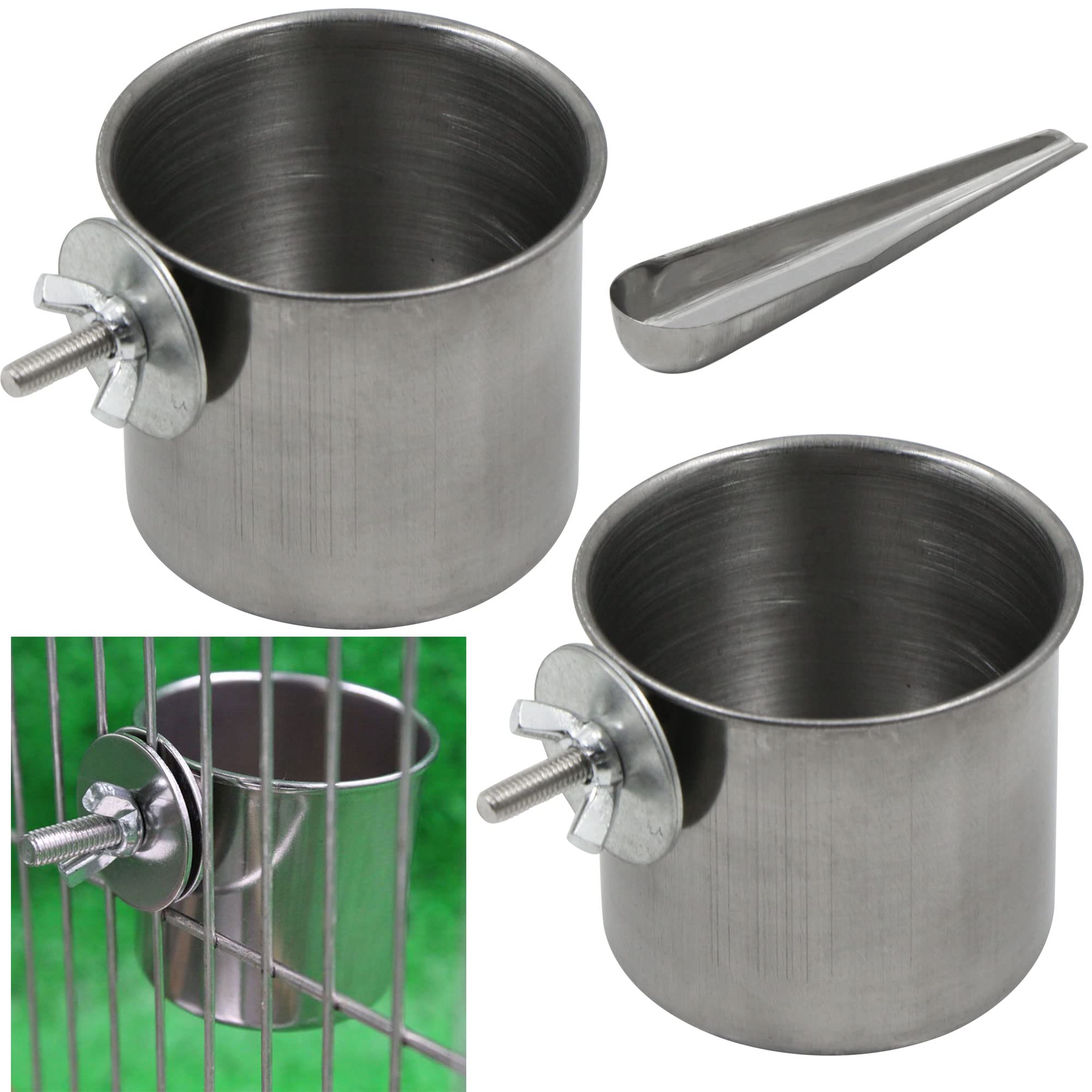Comedero Pájaros Colgante Tazón Alimentar - Taza Agua Ajustable A Los Acero Inoxidable Loros Casa Animales Pequeños Cuenco de Comida Alimentación con Accesorio Tornillo Jaula
