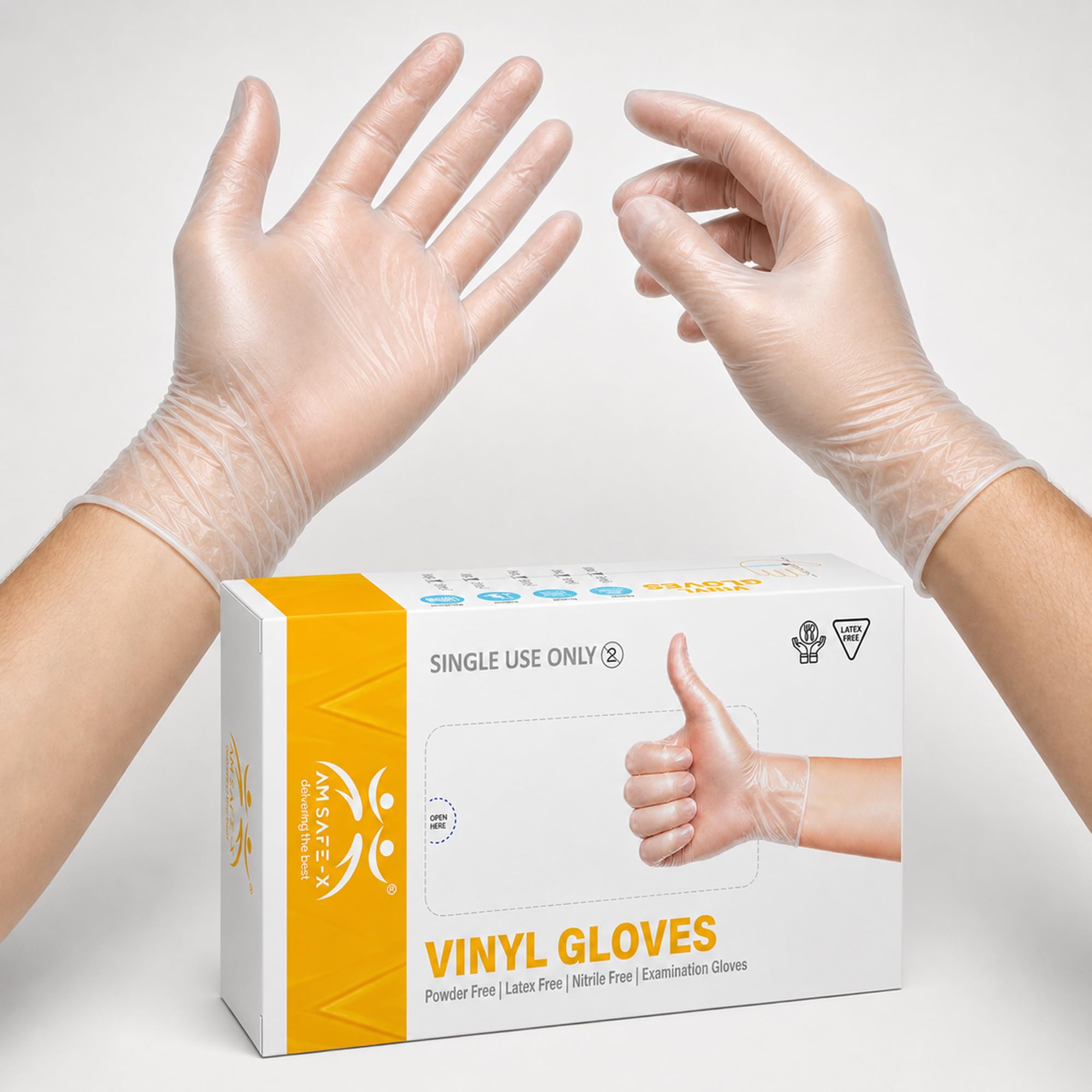 AM SAFE-X Gloves for Kitchen Food Handling Food Prep Latex & Powder Free (80 Count)-image-9
