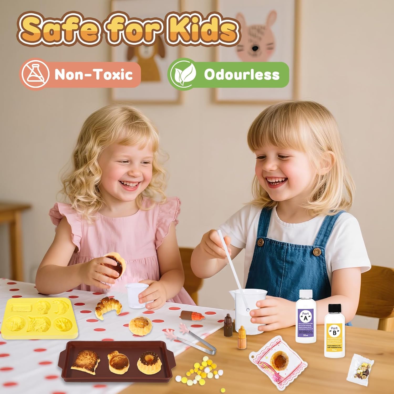Crelloci Bread Taba Squishy Kit, Silicone DIY Squishy Making Kit with Bread Molds & Decorations, Make Your Own Slow Rising Squishies Stress Relief Toys, Craft Kits Gift for Kids Ages 6+ & Adults