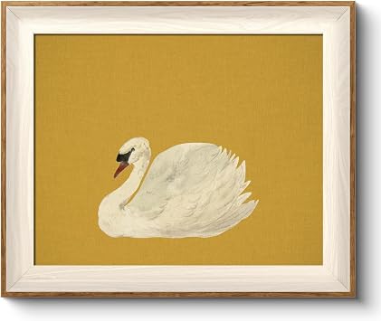 VIYYIEA Framed Wall Art for Living Room, Swan Canvas Prints, Yellow Home Decor, Animals Painting Picture, Bathroom Wall Decor Gifts for Friends or Family -Swan Yellow-12L x 10W