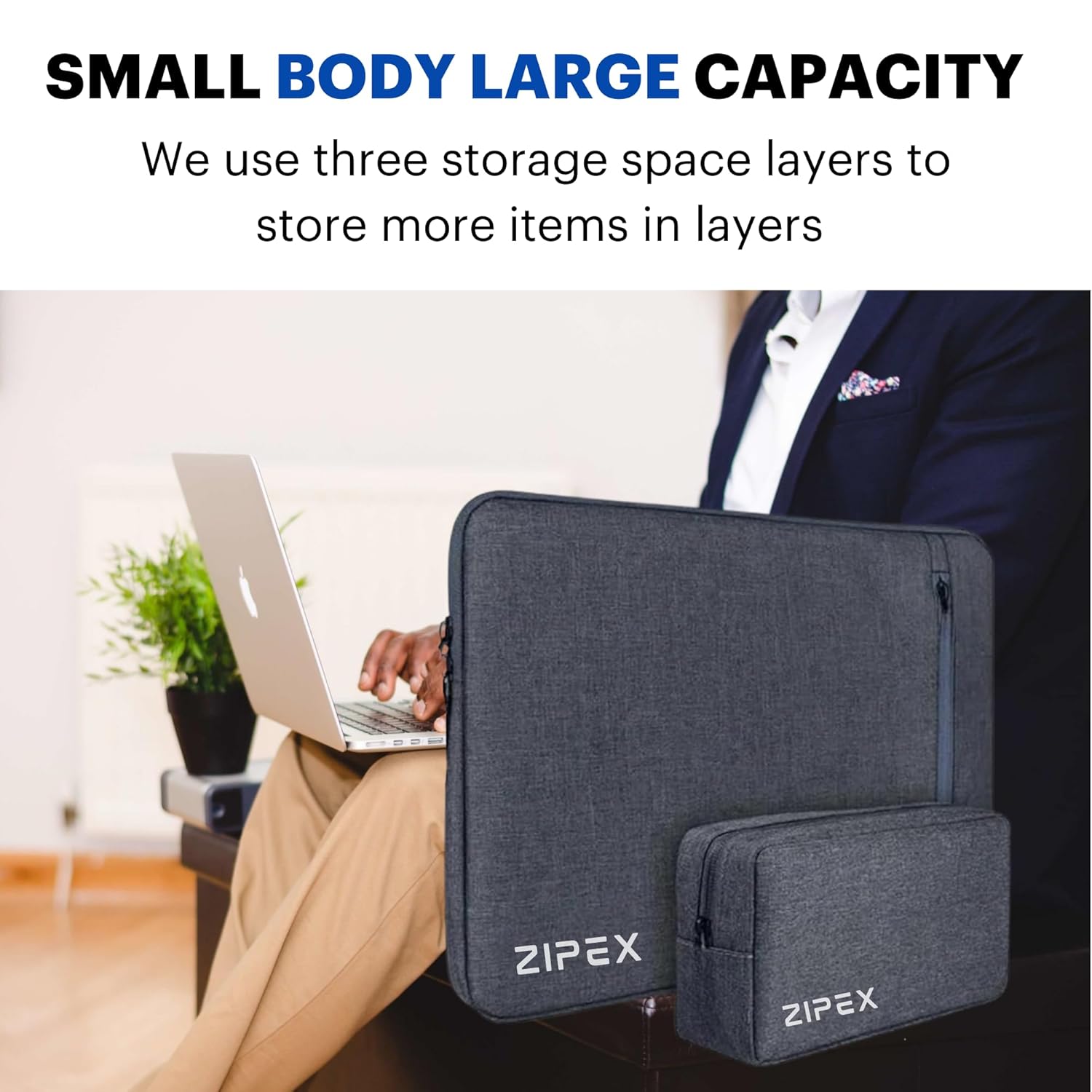 PHOTONIC 16-inch Laptop Case Laptop Charger Pouch | for Laptop Sleeve 15.6 15" | Waterproof Laptop Sleeve/Cover | Unisex | Grey, Laptop Cover Bag 27 71PD06+8AXL. SL1500