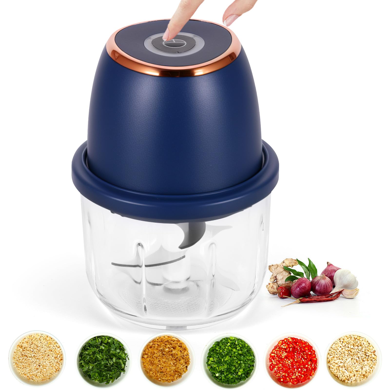 Vegetable Chopper, 350ML Garlic Chopper, USB Charging Portable Electric Mini Food Processors, Onion Dicer, Mini Food Processor and Blender for Onion Vegetable Garlic Fruit Chili Meat
